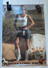 Vtg Wanna Long Neck? Miller Beer Cowgirl 20 x 30