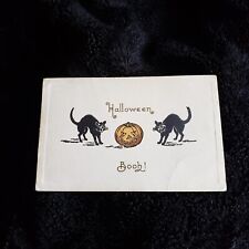 Halloween Booh Gibson Postcard Black Cats Posted 1916 Ripon WI SEE DESCRIPTION picture