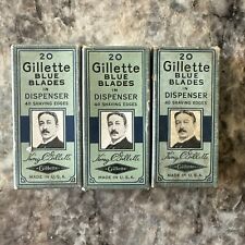 Lot Of 3 Packs Of Vintage Gillette Blue Blades In Dispenser. picture