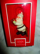 LENOX  Santa Claus Ceramic Porcelain Christmas Ornament Holding Gift IN BOX picture