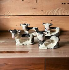 Vintage Cow Napkin Rings Set of 4 Sitting Cows Black and White Farm Cottagecore picture