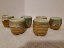 Vintage Japanese Stoneware Tea Or Hot Sake Set Of 6 Cups picture