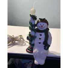 Vintage Ledge sitting snowman statue w/ candle light, Plugs in- Tested & Works picture