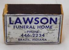 Vintage Lawson Funeral Home Brazil Indiana Match Box Unstruck picture
