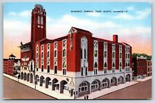 Masonic Temple Fort Scott Kansas KS EC KROPP Linen Postcard picture