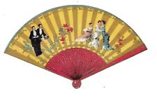 c1890 Victorian Trade Card Atlantic & Pacific Teas, Oriental Hand Fan Gold/Red picture