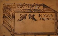 Vintage Leather Postcard 'Can I Put My 
