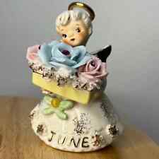 Vintage Geo Z Lefton June Birthday Angel Figurine Rose Pearl #489 JAPAN READ picture