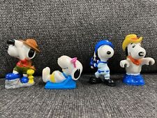 Vintage Lot of 4 Whitmans Candy PVC Snoopy Figures SUMMER Beach Baseball Hiking picture