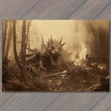 POSTCARD Mysterious Woods Fire Breathing Dragon Wings Creepy Unusual Eerie 🐉🔥 picture