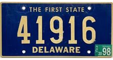 1998 Delaware Passenger License Plate #41916 RIVETED NUMBERS picture