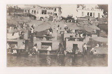 Indians Bathing in the Ganges River, 1909-11 RPPC picture
