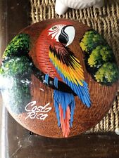 Round Wooden Trinket Box Costa Rica Hand Painted Colorful Parrot picture
