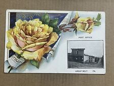 Postcard Great Belt PA Pennsylvania Post Office Flower Greetings Vintage 1911 PC picture