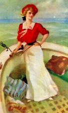 C.1908 The Yachting Girl. Beautiful Woman. Nautical. Ship. Emma Allenburg. VTG picture