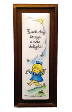 Vintage Hallmark Little Gallery Ceramic Plaque Each Day New Delight Anglund 1974 picture