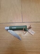 New Opinel No 8 Inox Green Pocket Knife Plain Edge Blade Trekking NWT picture
