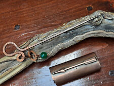 Hand Hammered Copper Pipe Pick w Jade Bead and Copper Lighter Case w Arrow picture