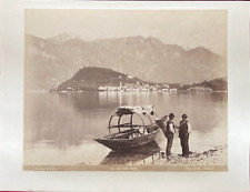 BELLAGIO LAKE COMO ITALY - MEN ON LAKE SHORE - 1870's  PHOTO by BOSETTI EDIZ  picture
