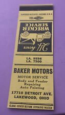Vintage Matchbook Cover Matchcover Baker Motors Lakewood OH picture