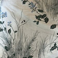 VTG Pequot Bird Double Fitted Sheet Blue Floral No Iron Muslin And Pillowcase picture