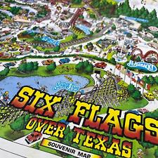 1989 Six Flags Over Texas Large Fold Out Souvenir Poster Map TH9-TM1 picture