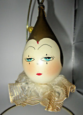 De Carlini Woman Gold Harlequin Clown Neck Ruffle Italy Christmas Ornament picture