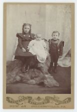 Antique c1880s ID'd Cabinet Card Adorable Siblings Greisamer Phillipsburg, NJ picture