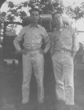 3H Photograph Handsome Military Men Uniforms Old Car Friends Portrait  1940's  picture