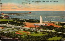 Postcard Chicago IL Birds eye arial view Grant Park vintage postcard picture
