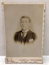 Antique 1800s Cabinet Card Photo of Identified YOUNG MAN - Hillsboro TEXAS picture
