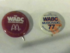 VINTAGE  70'S PINBACKS  WABC77 MUSIC RADIO GAME BUTTONS  McDONALD'S  LOT OF 2 picture