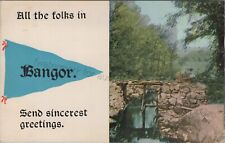 Bangor, ME: 1922 Pennant, Greetings - Vintage Penobscot County, Maine Postcard picture