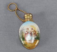 Late 19th Century French Hand Colored Watteau Scene Perfume / Scent Bottle picture
