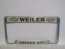 Vintage Weiler Chevrolet of Oregon City OR License Plate Frame Metal Embossed picture