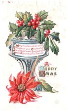 A MERRY XMAS.VTG EMBOSSED POSTCARD*C1 picture