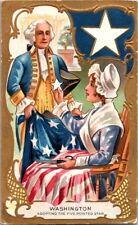 Vintage Postcard President Washington Betsy Ross American Flag             A-413 picture