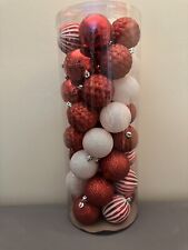 Holiday Time 50 Shatterproof Ornaments Red And White picture