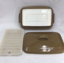 Vintage Amana Radarange Hall Brown Lasagna Casserole Dish With Lid And Rack Rare picture
