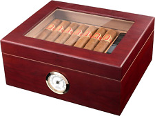 Humidors, Royal Glass-Top Cigar Humidor Cigar Box for up to 50 Cigars picture