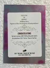 2017 Pieces of the Past Yellow Front Printing Plate William Paca 1/1 picture