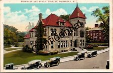 Memorial And Public Library w/ Old Autos At Wakefield RI Rhode Island N210 picture