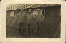 RPPC WWI soldiers outside long message on back 1916 French real photo postcard picture