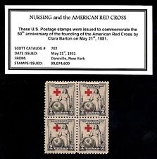 1931 - NURSING - RED CROSS  Mint NH, Block of Four Vintage U.S. Postage Stamps picture