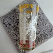 Antique 1950s Wyatt Earp Glass Western Cowboy Graphics Yellow White Red l👀k 🤠 picture