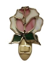 Pink Rose Stained Glass Wall Plug Night Light  picture