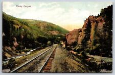 Livingston Montana~Rocky Canyon~Riverfront Railroad Tracks~c1910 Postcard picture