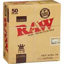 50 X RAW CLASSIC KINGSIZE SLIM NATURAL UNRINED ROLLING PAPERS picture