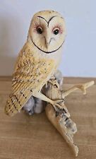 Barn Owl Figurine Sitting On A Branch/rock Watching Stamped 1983 No.792 Scotland picture