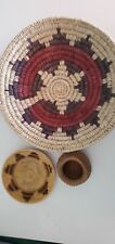 3 Vintage Native American Woven Baskets-Navajo Starburst Geometric Designs picture